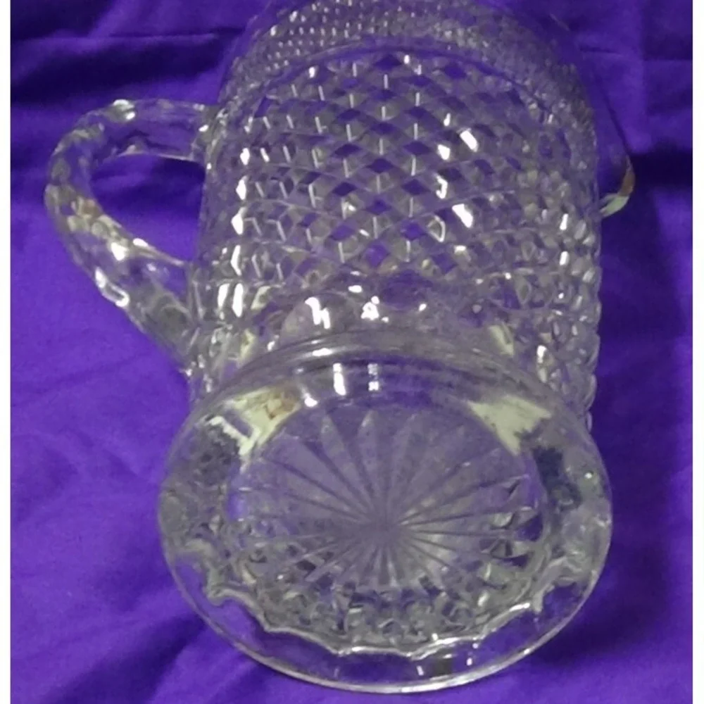 TWO-Vintage Pitcher Vintage WEXFORD Glass Diamond Design ANCHOR HOCKING #259-D